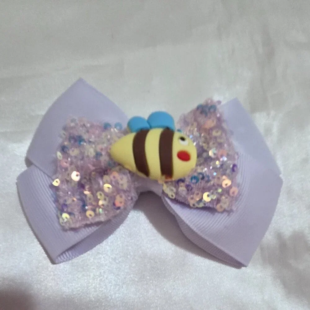 5pcs Cute Glitter Hair Bows Set for Girls Bee Bear Strawberry Clips